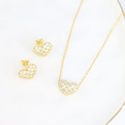 Crystal Collection Necklaces Valentina Pave Heart Necklace (Gold)