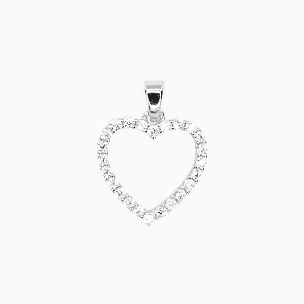 Crystal Collection Pendants Pendant CZ Small Open Heart Pendant (Silver)