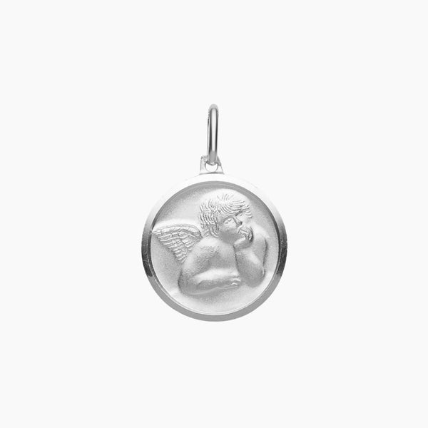 Eros Milano Pendants Medallion Guardian Angel Medallion in Sterling Silver