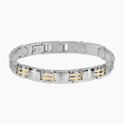 Italgem Steel Bracelets,Men's Italgem Stainless Steel and 14k Gold Link Bracelet