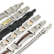 Italgem Steel Bracelets,Men's Stainless Steel Italgem Stainless Steel 3 piece Wood Men's Bracelet